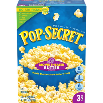 Pop Secret Movie Theater Butter Microwave Popcorn 3 Count - 3.2 Oz