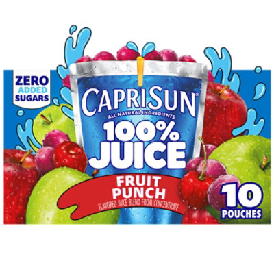 Capri Sun 100% Juice Fruit Punch Flavored All-Natural Juice Blend - 10 - 6 Fl. Oz.