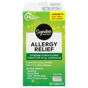 Signature Select/Care Allergy Relief Cetirizine Hydrochloride 10mg Antihistamine Tablet - 30 Count