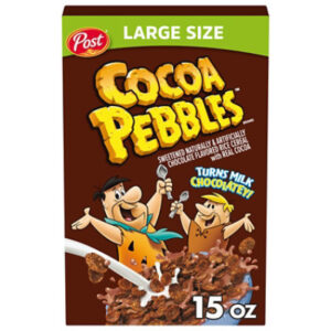 Post Cocoa PEBBLES Gluten Free Kids Snacks Breakfast Cereal Family Size Box - 15 Oz