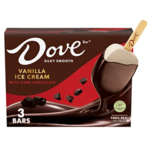 DOVE Vanilla Ice Cream Bars Coated With Dark Chocolate Dessert - 3 Count
