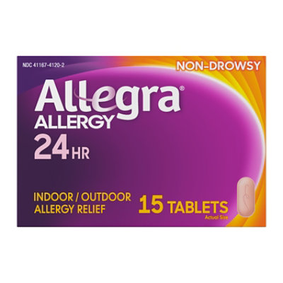 Allegra Adult 24HR Non-Drowsy Antihistamine Allergy Tablets - 15 Count