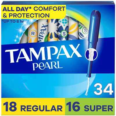 Tampax Pearl Unscented Duo Pack Tampons With LeakGuard Braid - 34 Count
