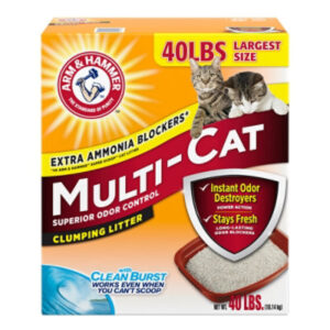 ARM & HAMMER Superior Odor Control With Clean Burst Clumping Multi Cat Litter - 40 Lb