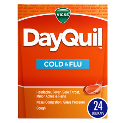 Vicks DayQuil Medicine For Cold & Flu Relief Multi Symptom Non Drowsy Liquicaps - 24 Count