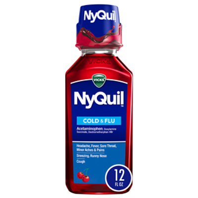 Vicks NyQuil Cold & Flu Over-the-Counter Medicine Cherry - 12 Fl. Oz.