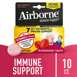 Airborne Immune Support Supplement Effervescent Tablets Very Berry - 10 Count