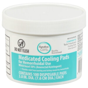 Signature Select/Care Medicated Cooling Pad Hemorrhoidal With Witch Hazel - 100 Count