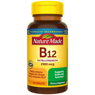 Nature Made Dietary Supplement Tablets Vitamin B-12 2500 mcg - 60 Count