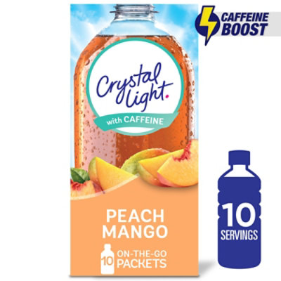 Crystal Light Peach Mango Naturally Flavored Powdered Drink Mix with Caffeine - 10 Count