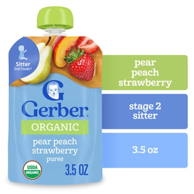 Gerber 2nd Foods Organic Pear Peach Strawberry Baby Food Pouch - 3.5 Oz