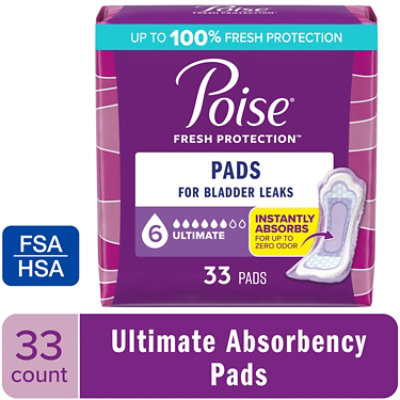 Poise Incontinence Pads 6 Drop Absorbency Incontinence Pads - 33 Count