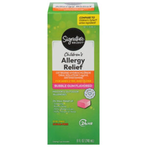 Signature Select/Care Allergy Relief Childrens Cetirizine Hydrochloride 1mg/1mL Bubble Gum - 8 Fl. Oz.