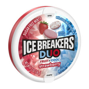 Ice Breakers Duo Fruit Plus Cool Strawberry Sugar Free Mints Tin - 1.3 Oz