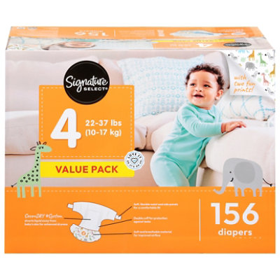 Signature Select/Care Premium Baby Diapers Size 4 - 156 Count