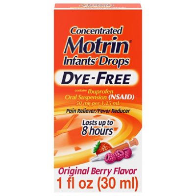 Motrin Infants Drops Concentrated Ibuprofen Suspension Original Berry Flavor Dye Free - 1 Fl. Oz.