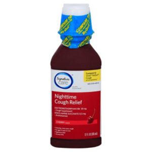 Signature Select/Care Cough Relief Nighttime Antihistamine Cherry Flavor - 12 Fl. Oz.