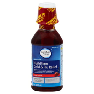 Signature Select/Care Cold & Flu Relief Nighttime Acetaminophen 650mg Cherry - 12 Fl. Oz.