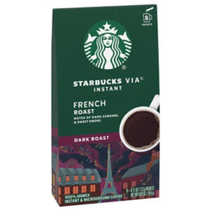 Starbucks VIA Instant French Roast 100% Arabica Dark Roast Coffee Packets Box 8 Count - Each
