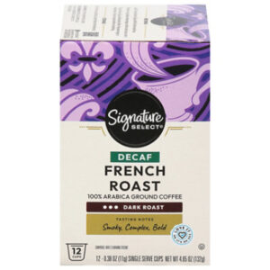 Signature SELECT Coffee Pods Single Serve Dark Roast French Roast Decaf - 12 Count