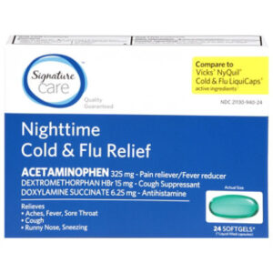 Signature Select/Care Cold & Flu Relief Nighttime Acetaminophen 325mg Softgel - 24 Count