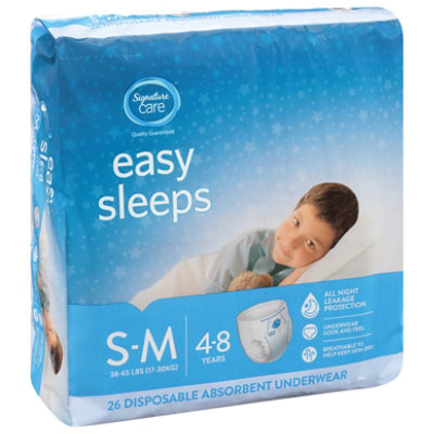 Signature Select/Care Easy Sleep Boy Disposable Overnight Underwear Small To Medium - 26 count