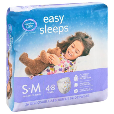 Signature Select/Care Easy Sleep Girl Disposable Overnight Underwear Small To Medium - 26 Count