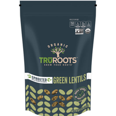truRoots Certified USDA Organic Non GMO Project Verified Organic Sprouted Green Lentils - 10 Oz