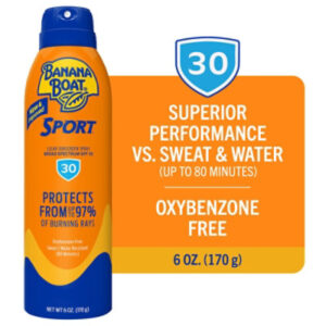 Banana Boat Sport Performance Broad Spectrum SPF 30 Clear Sunscreen Spray- 6 Oz