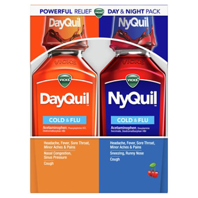 Vicks DayQuil & NyQuil Cherry ColdCough & Flu Medicine - 2 - 12 Fl. Oz.