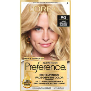 L'Oreal Paris Superior Preference Fade-Defying Hair Color 9G Light Golden Blonde Kit - Each