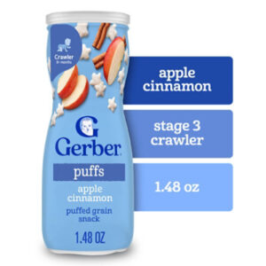 Gerber Grain & Grow Puffs Apple Cinnamon Snacks for Baby In Canister - 1.48 Oz
