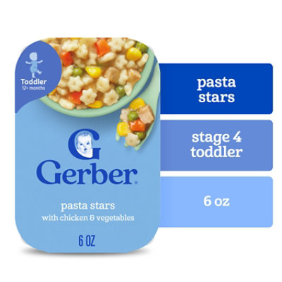 Gerber Mealtime Pasta Stars with Chicken and Vegetables Toddler Food Tray - 6 Oz
