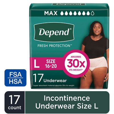 Depend Fresh Protection Adult Large Blush Absorbency Incontinence Underwear - 17 Count