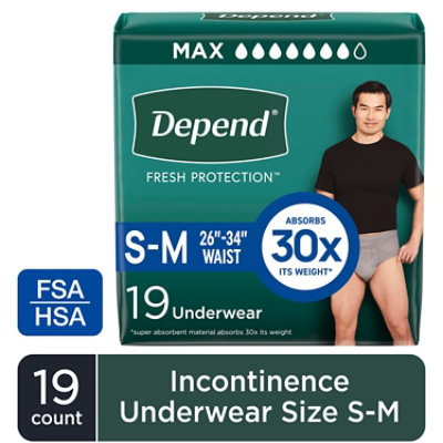 Depend Fresh Protection Adult Small/Medium Grey Absorbency Incontinence Underwear - 19 Count