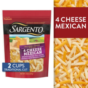 Sargento Shredded 4 Cheese Mexican Natural Cheese Traditional Cut - 8 Oz