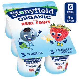 Stonyfield Organic Kids Strawberry Vanilla & Blueberry Lowfat Yogurt Cups - 6-4 Oz