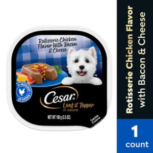 Cesar Loaf & Topper In Sauce Rotisserie Chicken Flavor with Bacon & Cheese Wet Dog Food - 3.5 Oz