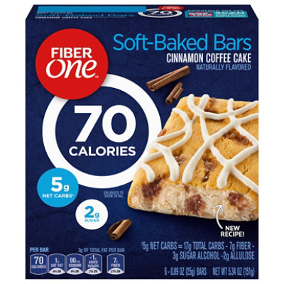 Fiber One Baked Bars 70 Calories Cinnamon Coffee Cake - 6-0.89 Oz