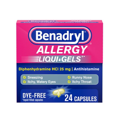 Benadryl Allergy Liqui-Gels Dye Free 25 mg - 24 Count