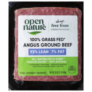 Open Nature 93% Lean 7% Fat All Natural Grass Fed Ground Beef Angus - 16 oz