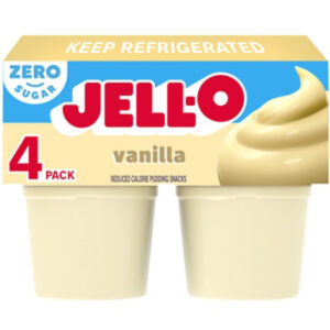 Jell-O Vanilla Artificially Flavored Zero Sugar Ready-to-Eat Pudding Snack - 4 Count