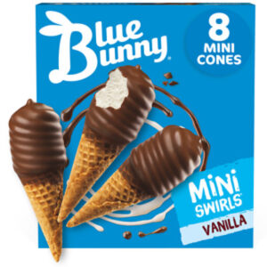 Blue Bunny Mini Swirls Vanilla Cones Frozen Dessert - 8 Count