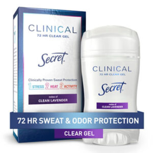 Secret Clinical Strength Clear Gel Antiperspirant and Deodorant Clean Lavender - 1.6 Oz
