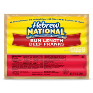 Hebrew National Bun Length Beef Franks Hot Dogs 6 Count - 12 Oz