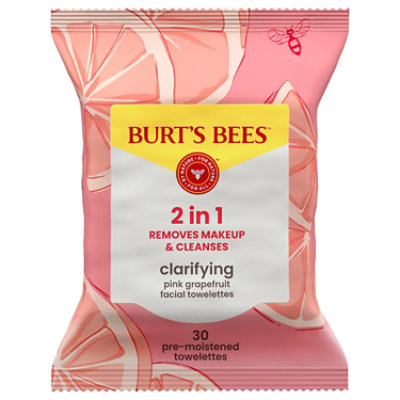 Burt's Bees Clarifying Facial Towelettes with Pink Grapefruit - 30 Count