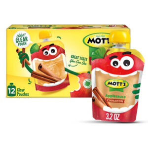 Motts Applesauce Cinnamon Clear Pouches - 12-3.2 Oz