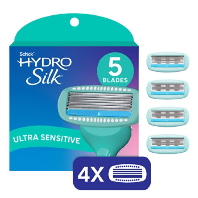 Schick Hydro Silk Womens Shower Ready Sensitive Care Razor Blades Refill - 4 Count