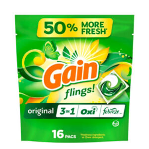 Gain flings! Original Scent Liquid Laundry Detergent Soap Pacs HE Compatible - 16 Count