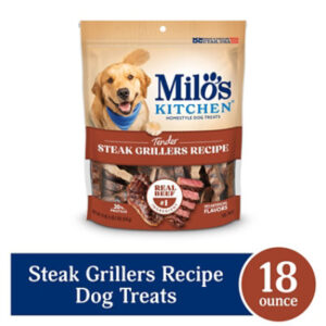 Milos Kitchen Dog Treats Home Style Steak Grillers Recipe With Angus Steak Pouch - 18 Oz